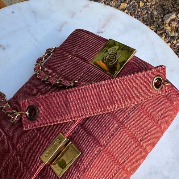 Chanel Vintage Denim Chocolate Bar Quilt Single Flap Shoulder Bag - Picture 8 of 16